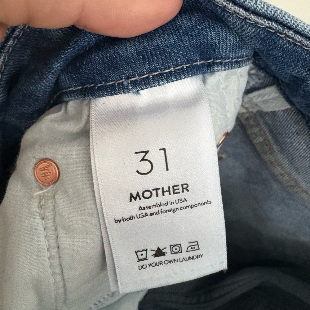 MOTHER High Waisted Looker Ankle Fray Spice It Up Distressed Blue Jeans size 31 - Picture 8 of 11